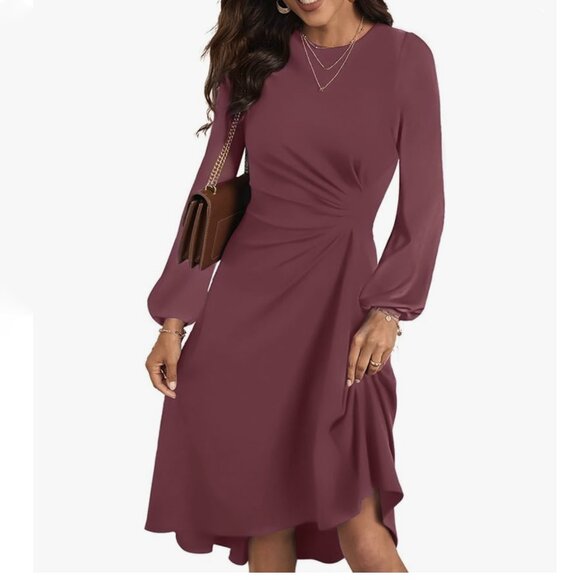 Happy Sailed Fall-Winter Ruched Midi Dress - Picture 5 of 11